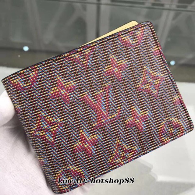 路易威登LV錢包 M62294紅花 經典圖案浸潤霓虹色彩 Slender錢夾包 LV男士短夾 xxlv1906